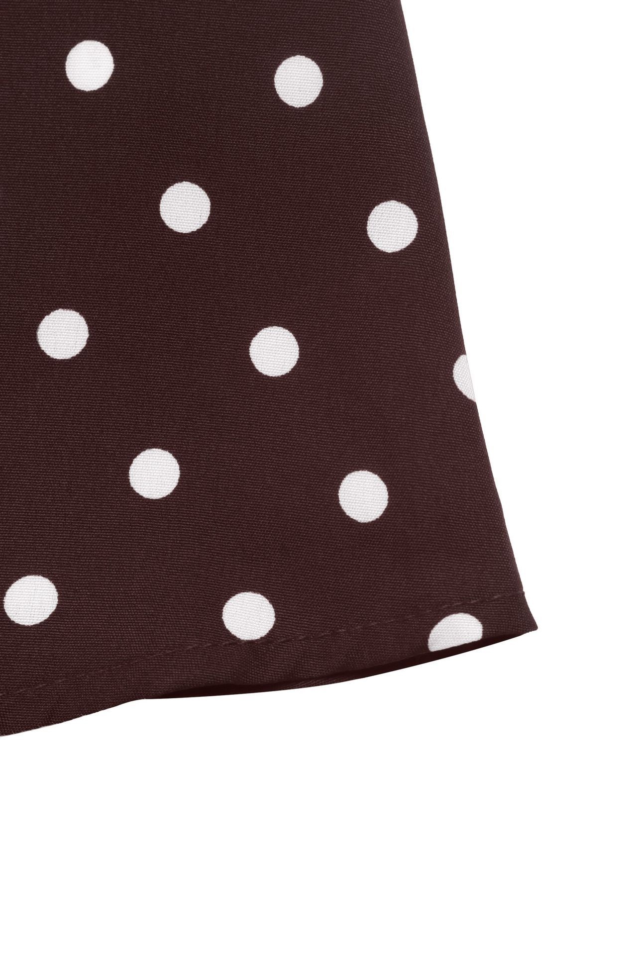 Brown Polka Dot Long Sleeve Belted Shirt Dress
