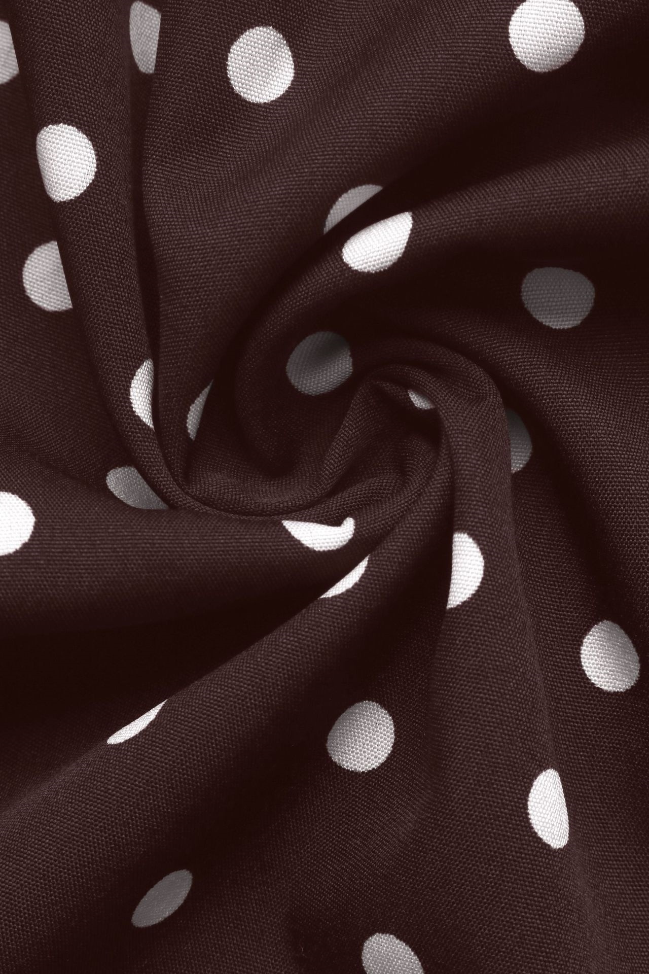 Brown Polka Dot Long Sleeve Belted Shirt Dress