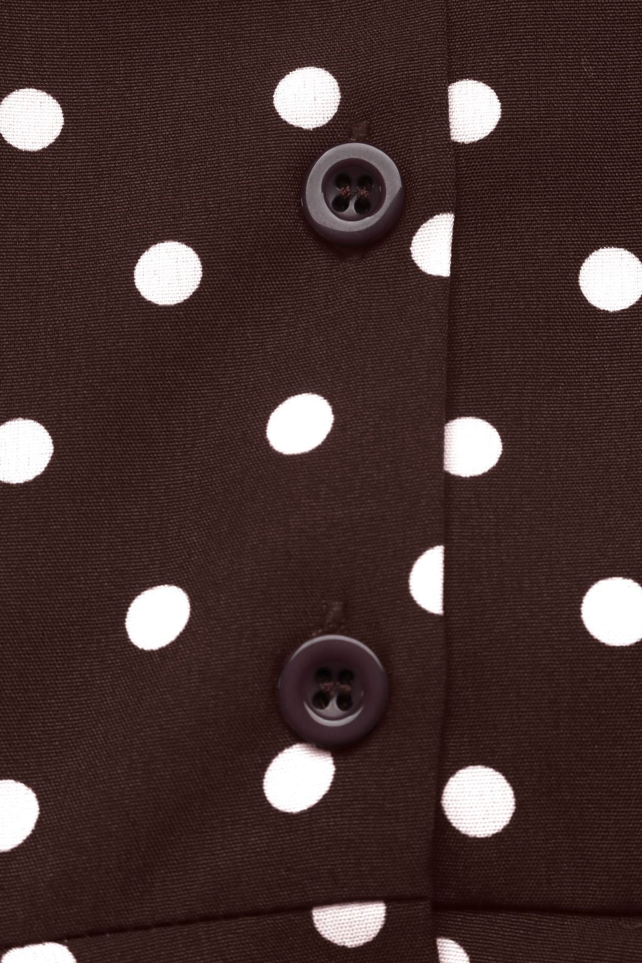 Brown Polka Dot Long Sleeve Belted Shirt Dress