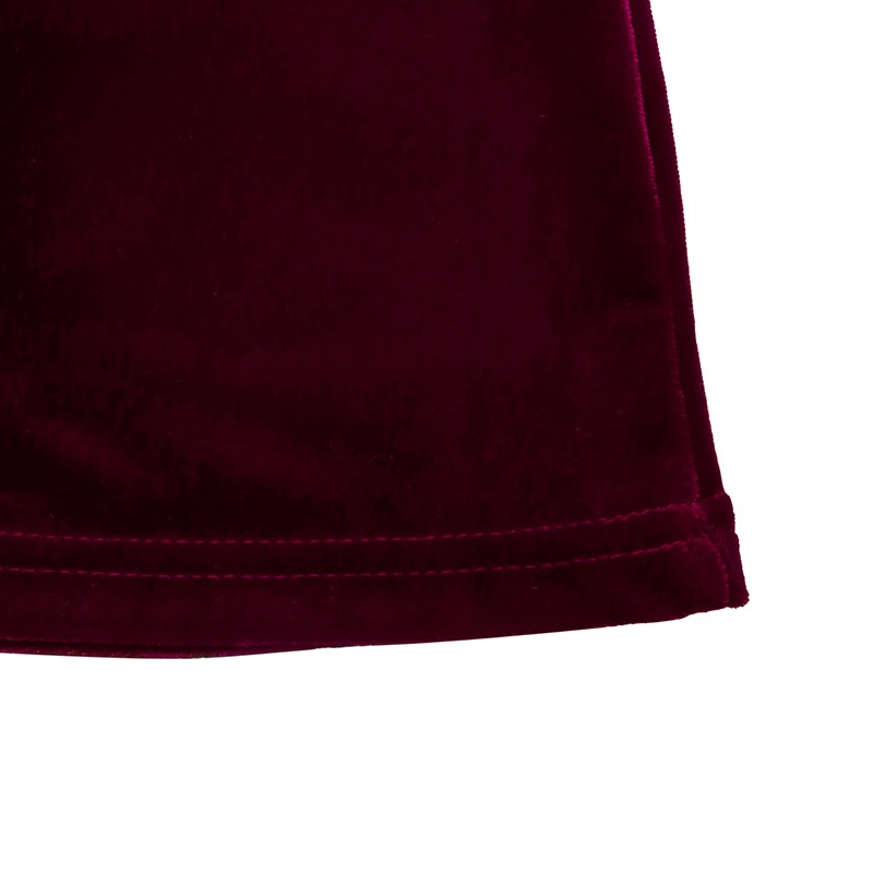 Burgundy Velvet Lace Long Sleeve A-Line Mini Dress