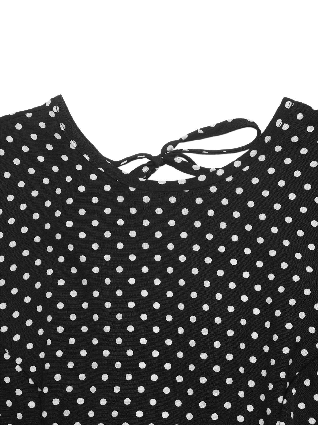 Black Polka Dot Backless Bell Sleeve Maxi Dress