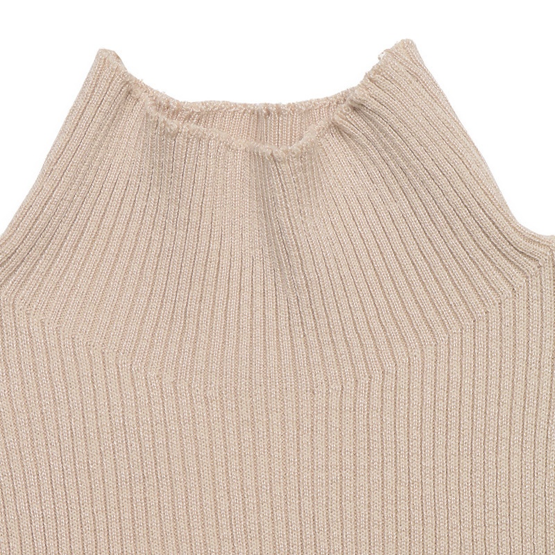 Ribbed Mock Neck Mini Sweater Dress with Flare Sleeves