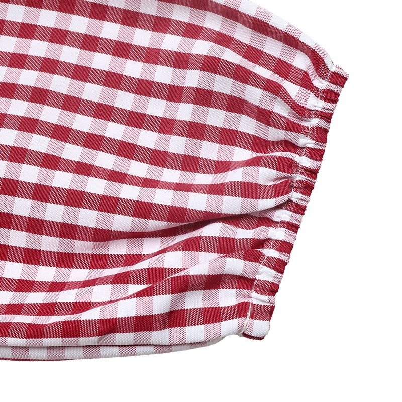 Red Gingham Open Back Long Sleeve Mini Dress