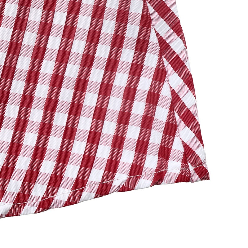 Red Gingham Open Back Long Sleeve Mini Dress