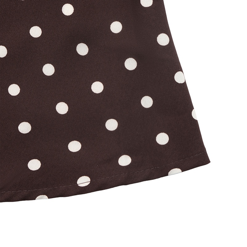 Brown Polka Dot Square Neck Long Sleeve Maxi Dress
