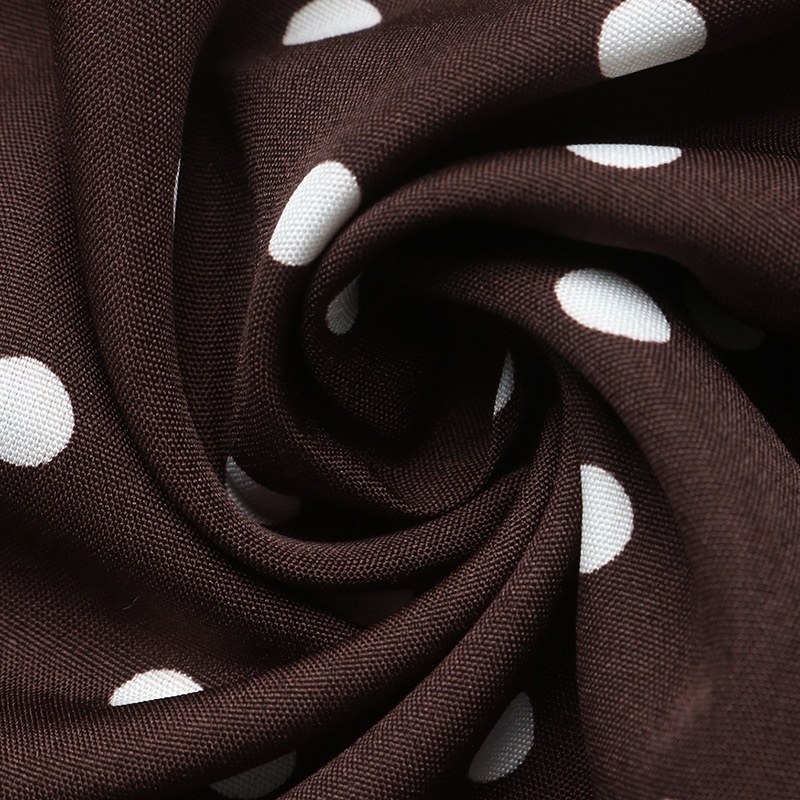 Brown Polka Dot Square Neck Long Sleeve Maxi Dress