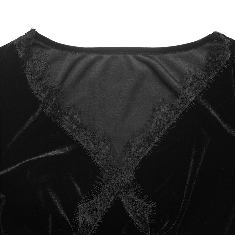 Women's Black Velvet Long Sleeve Mini Dress