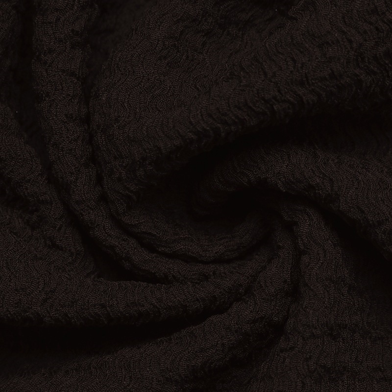 Lace-Up Long Sleeve Textured Maxi Dress in Dark Brown