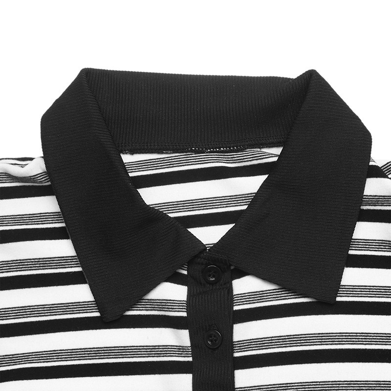 Striped Polo Midi Dress with Long Sleeves