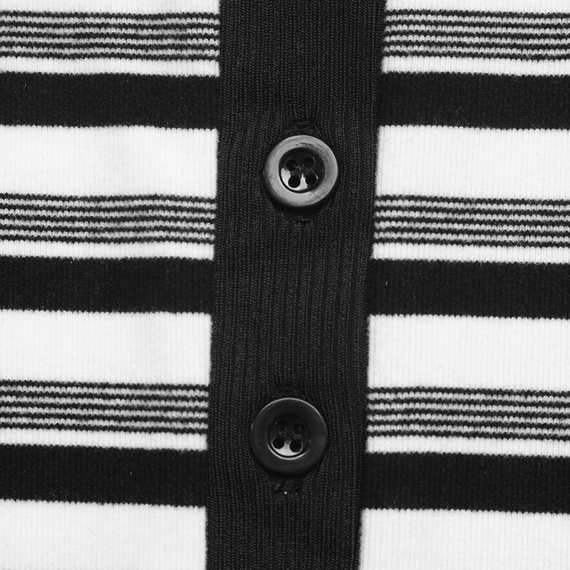 Striped Polo Midi Dress with Long Sleeves