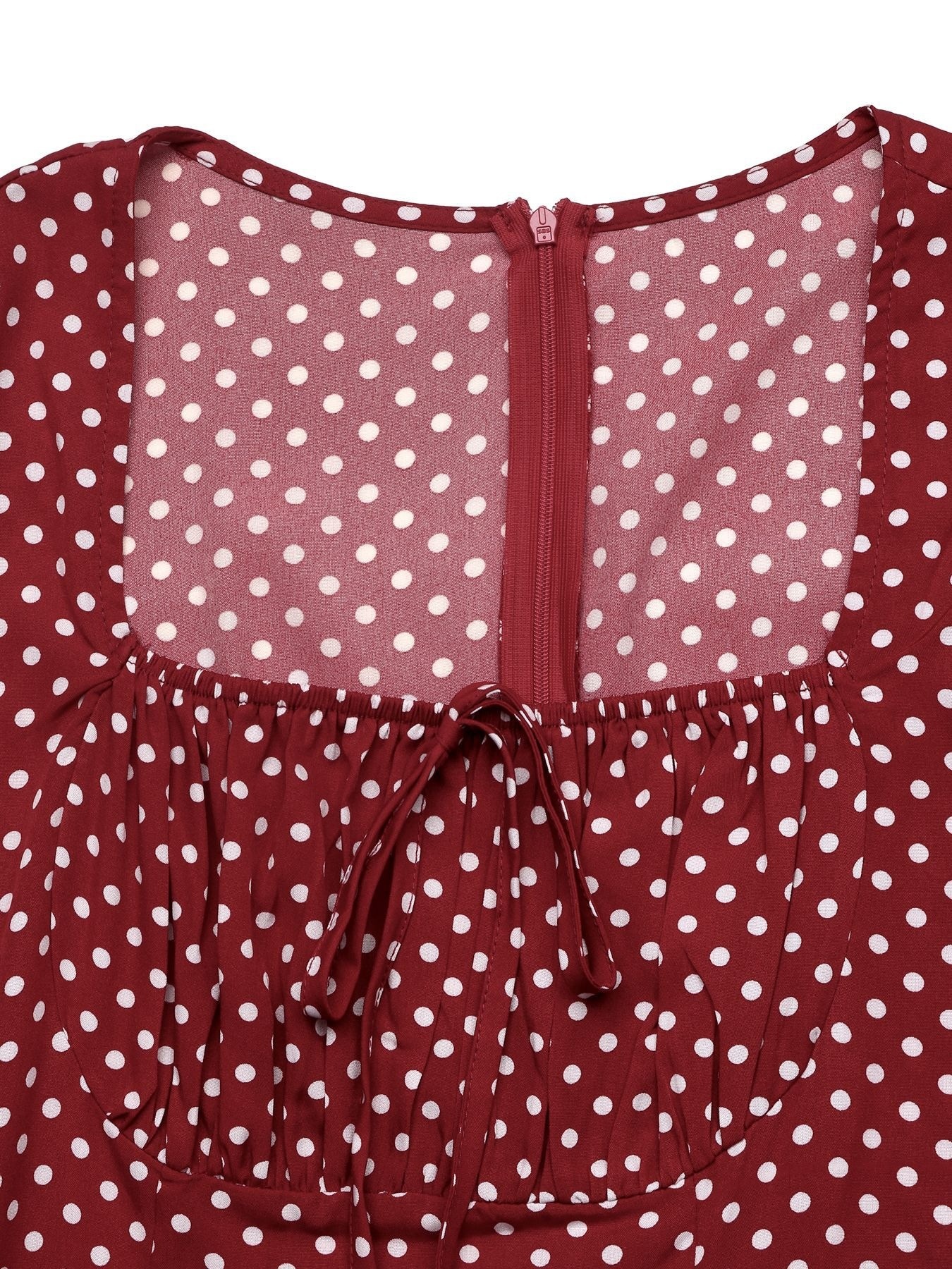 Polka Dot Square Neck Long Sleeve Maxi Dress