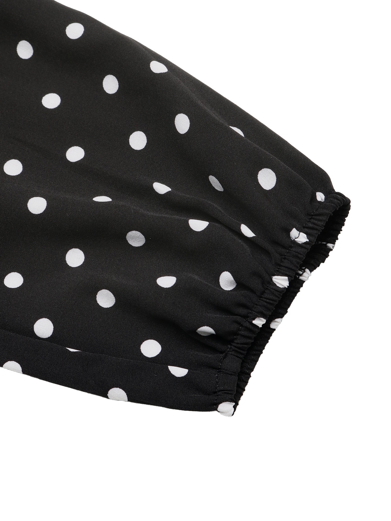 Black Polka Dot Lace V-Neck Long Sleeve Maxi Dress