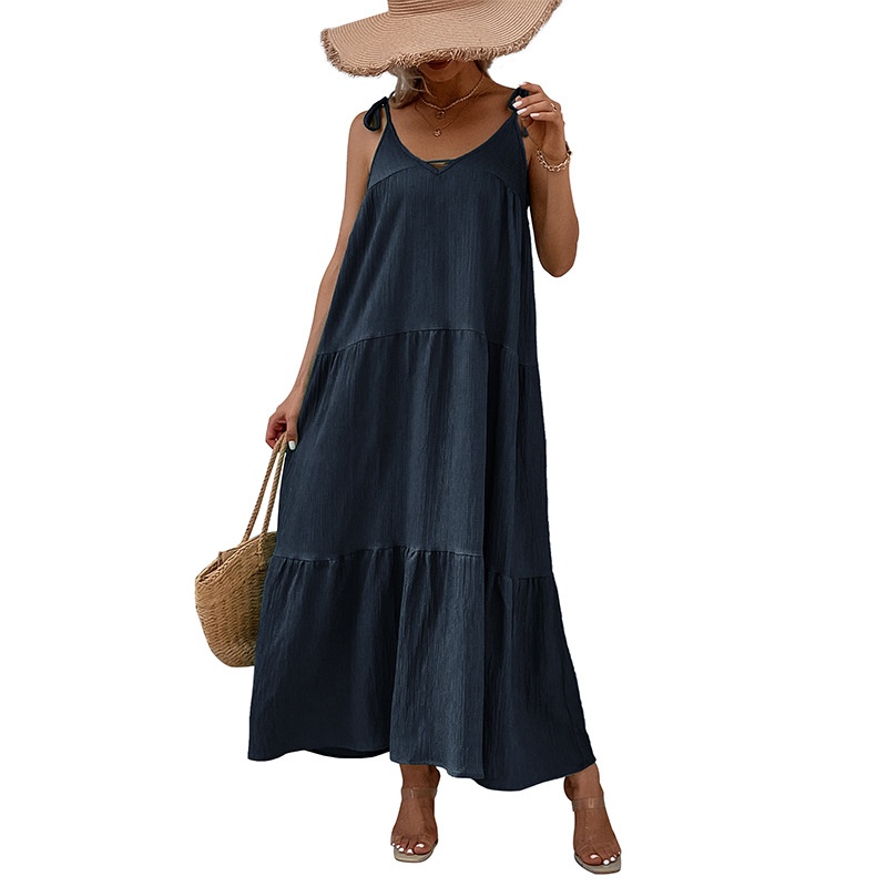 Women's Tiered Maxi Dress - Loose Fit V-Neck Sundress