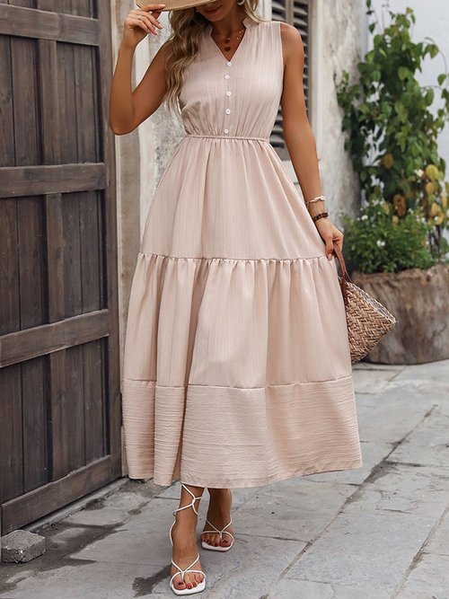 beige flowy dress Spring Break Midi Dresses ClassyAngel on LTK | Beige