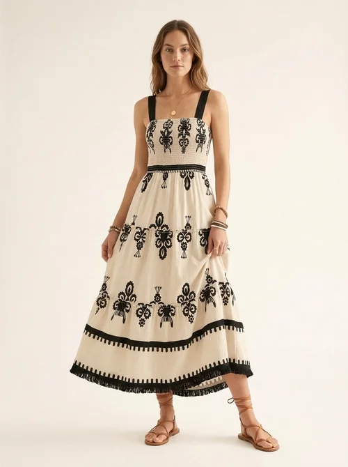 beige and black maxi dress Boho Black Maxi Dress for Woman in Beige Floral Print/women's Summer Dress/resort Collection/long Dress/festival Clothing/halter Dress/sexy