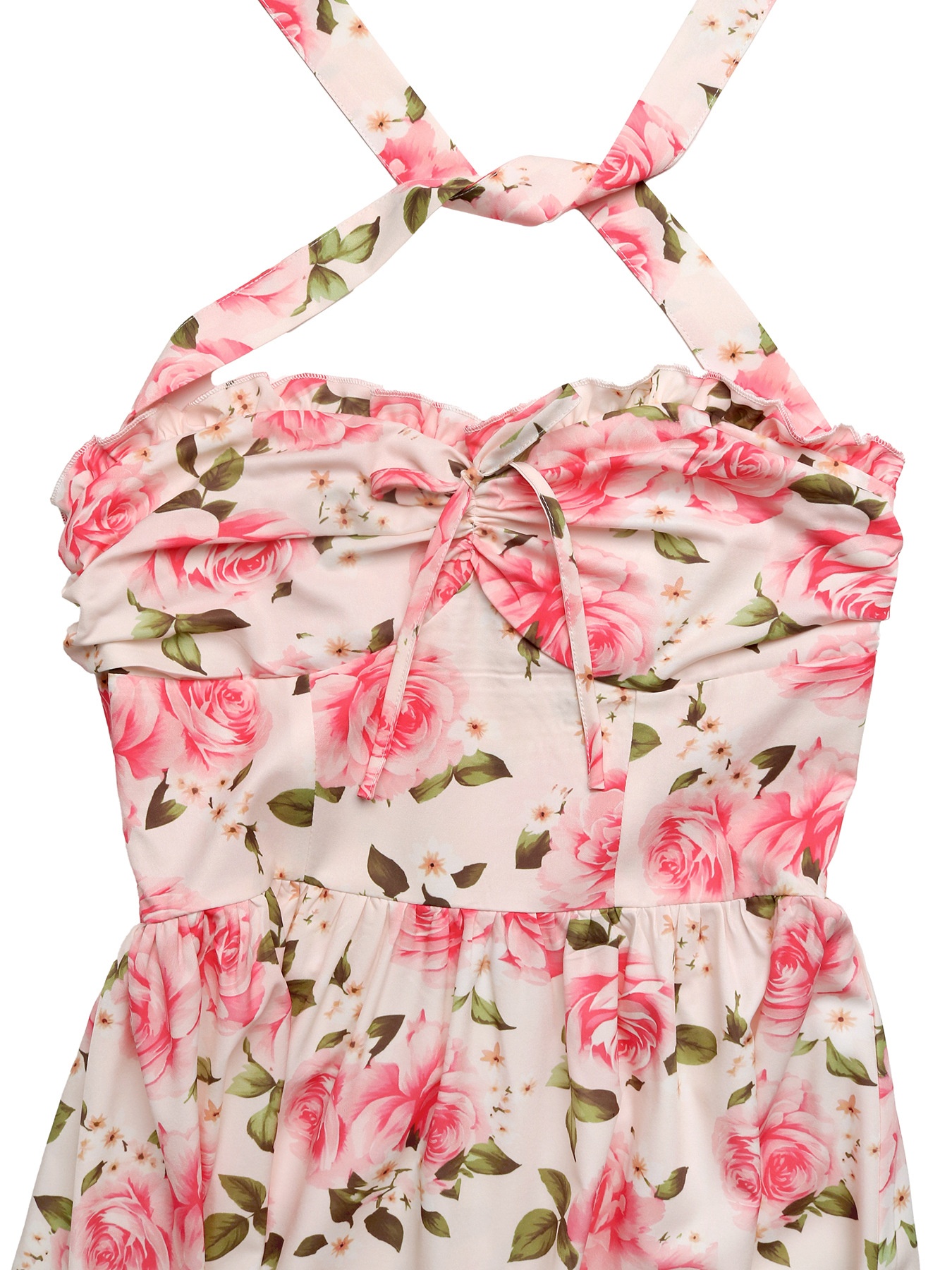 Robe midi dos nu à imprimé floral rose - Rose