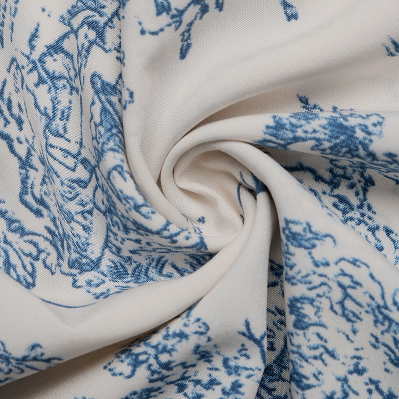 Toile Print V-Neck Midi Dress with Short Sleeves