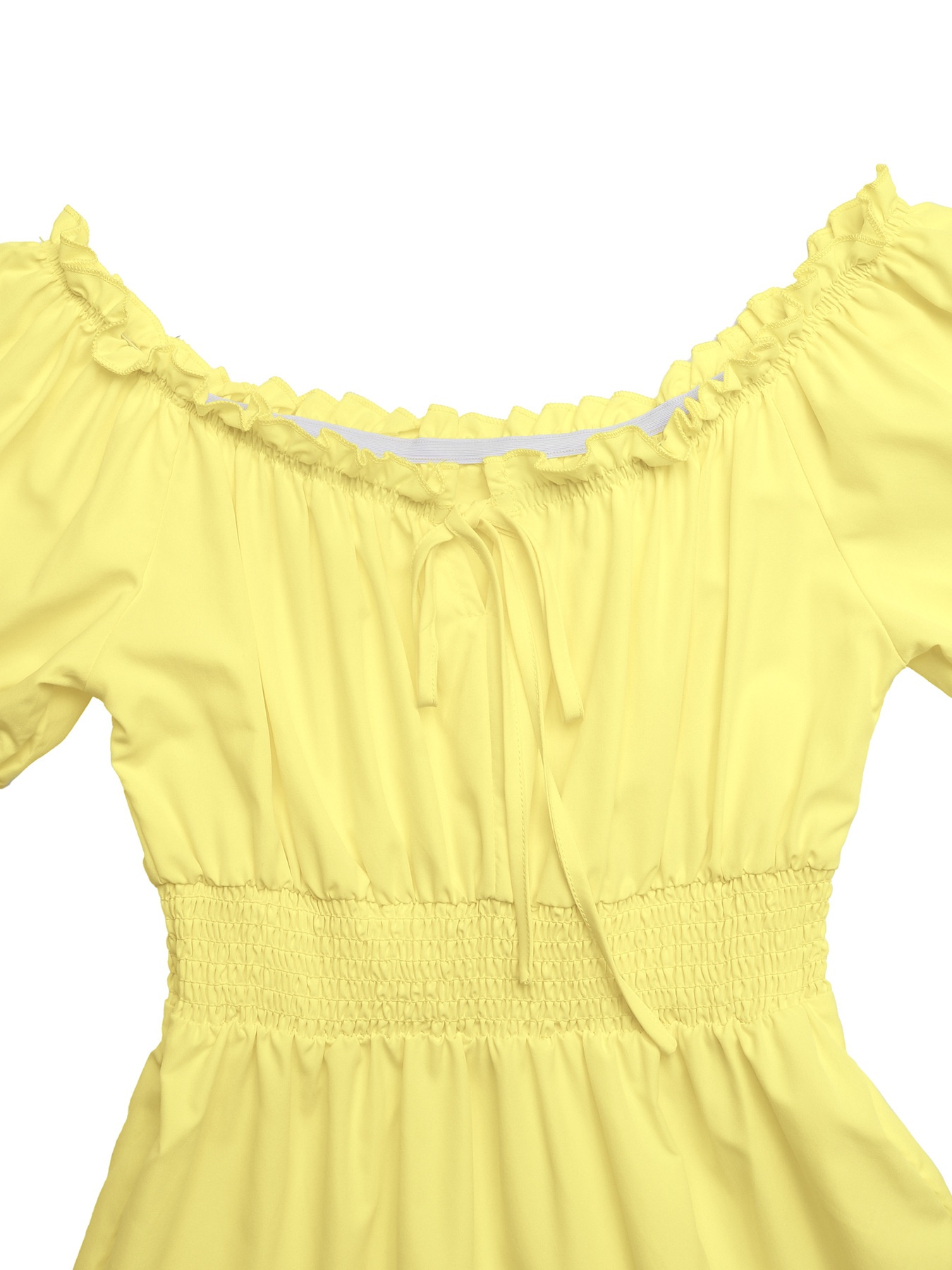 Robe longue à volants et épaules dénudées pour femme - Jaune