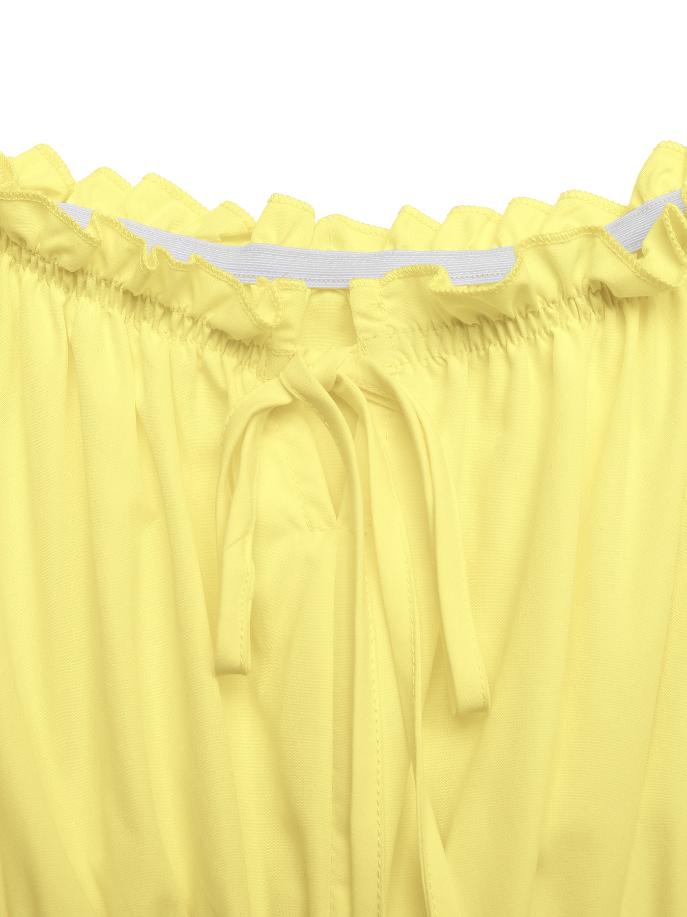 Robe longue à volants et épaules dénudées pour femme - Jaune