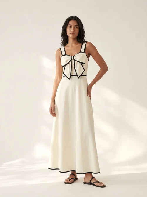 bow front midi dress Stella Bow Front Relaxed Fit Midi Dress