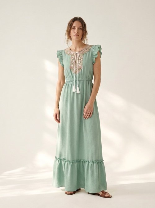 mint green boho dress Italian Boho Dress in Pastel Green