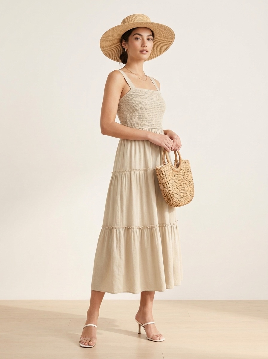 Tiered Smocked Midi Sundress