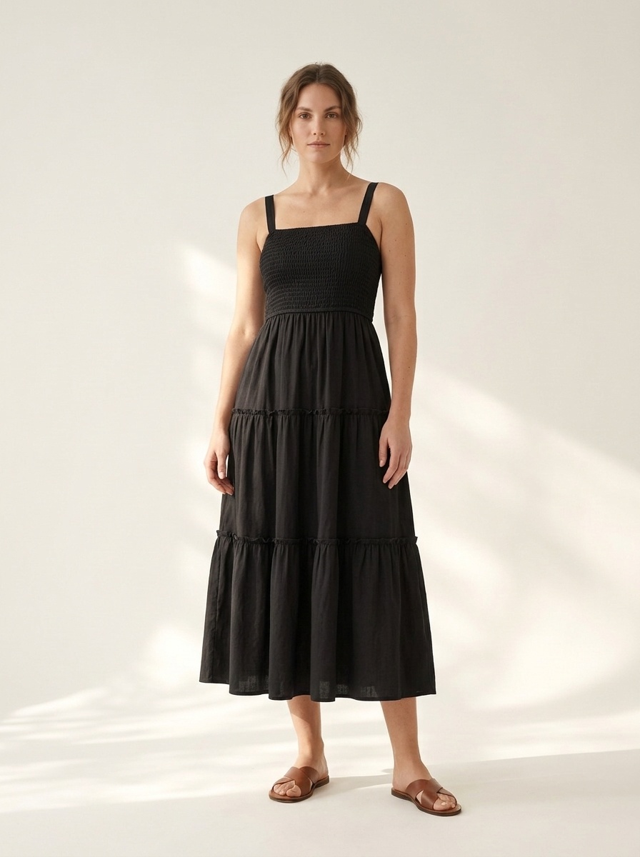 Tiered Smocked Midi Sundress