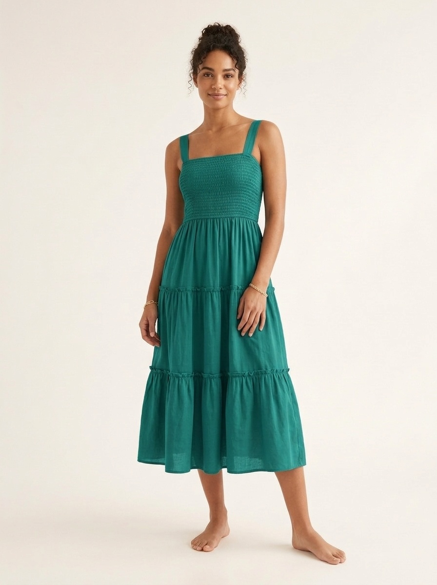 Tiered Smocked Midi Sundress