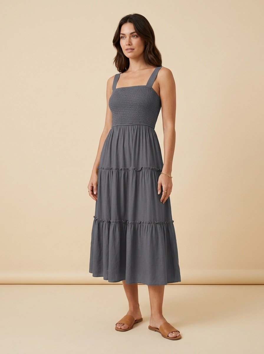 Tiered Smocked Midi Sundress