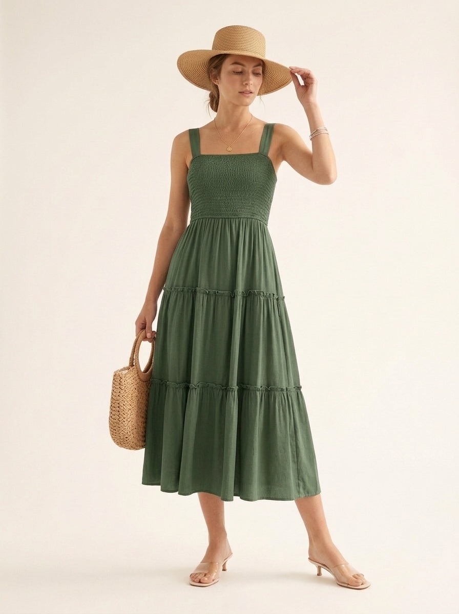 Tiered Smocked Midi Sundress