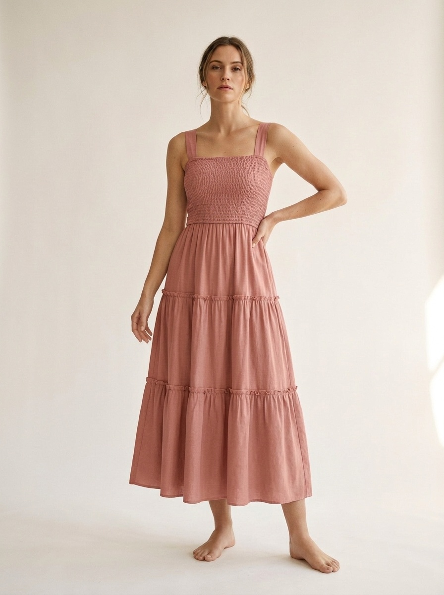 Tiered Smocked Midi Sundress