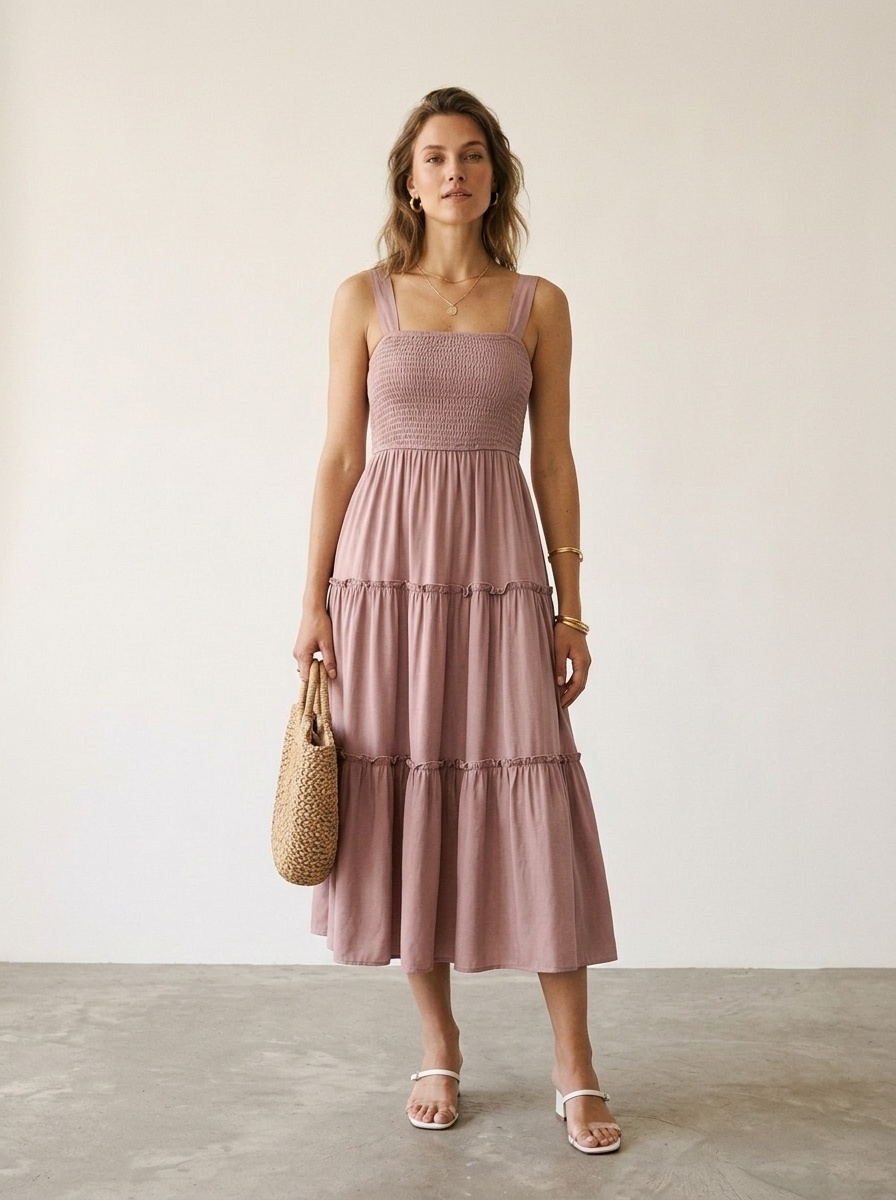 Tiered Smocked Midi Sundress