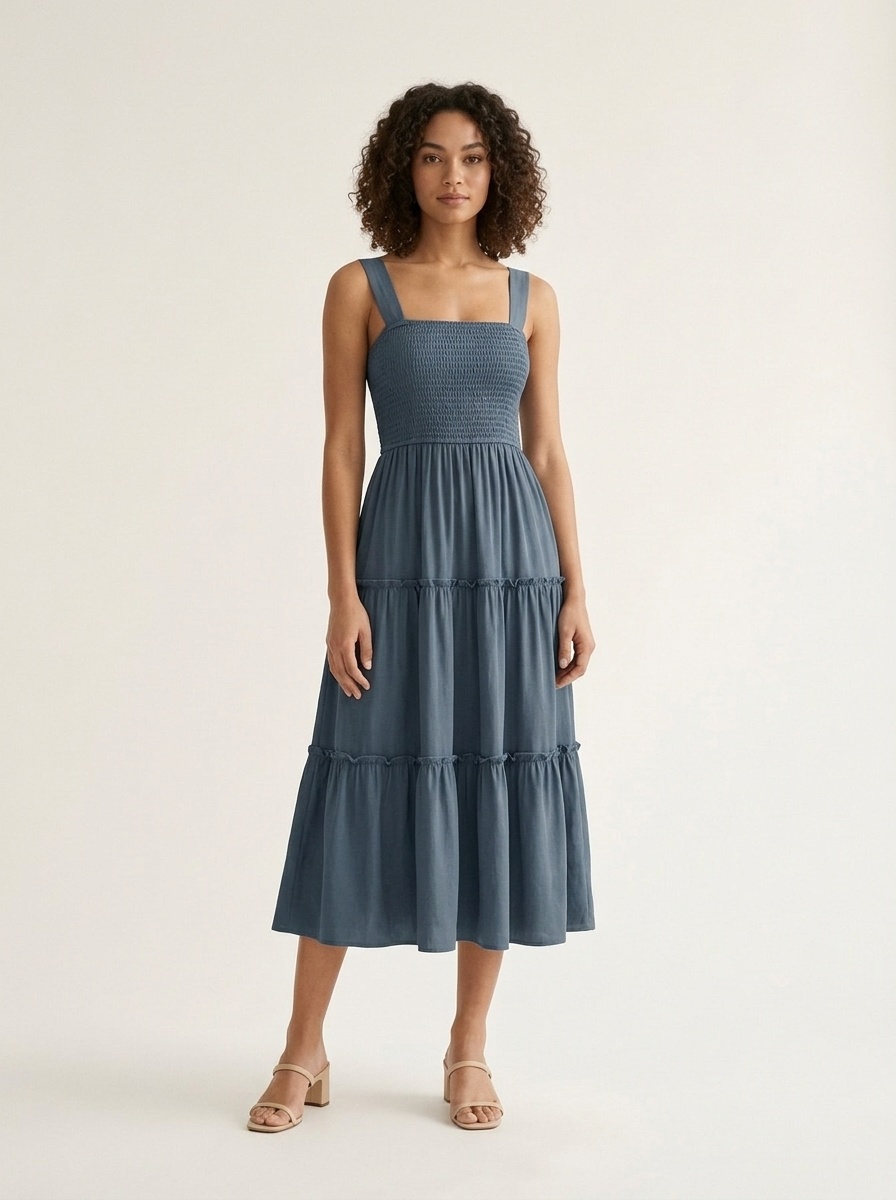 Tiered Smocked Midi Sundress