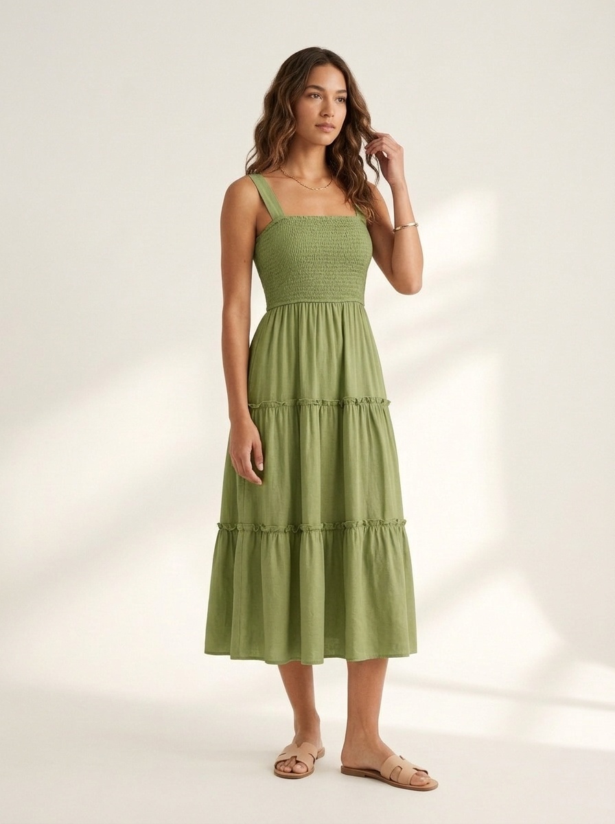 Tiered Smocked Midi Sundress
