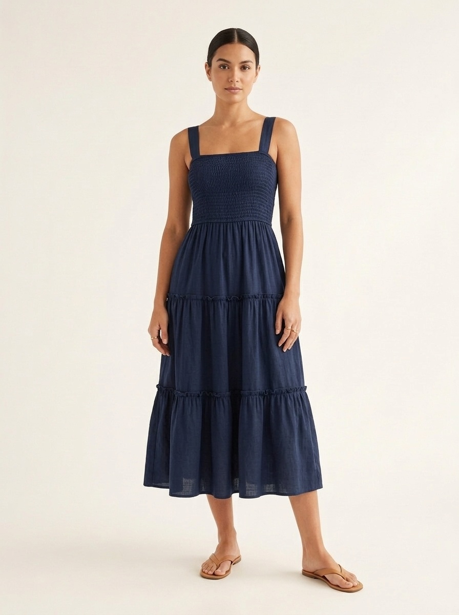 Tiered Smocked Midi Sundress
