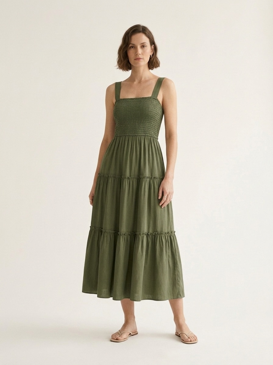 Tiered Smocked Midi Sundress