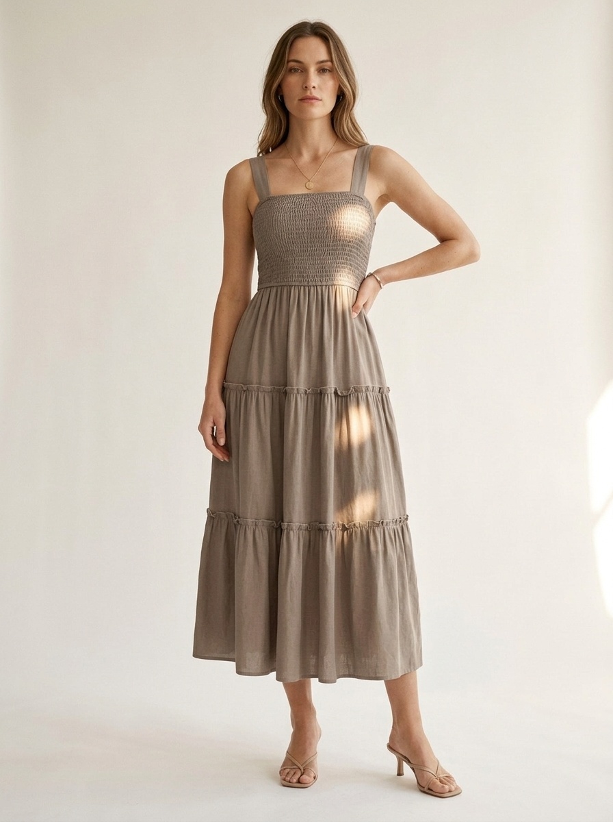 Tiered Smocked Midi Sundress