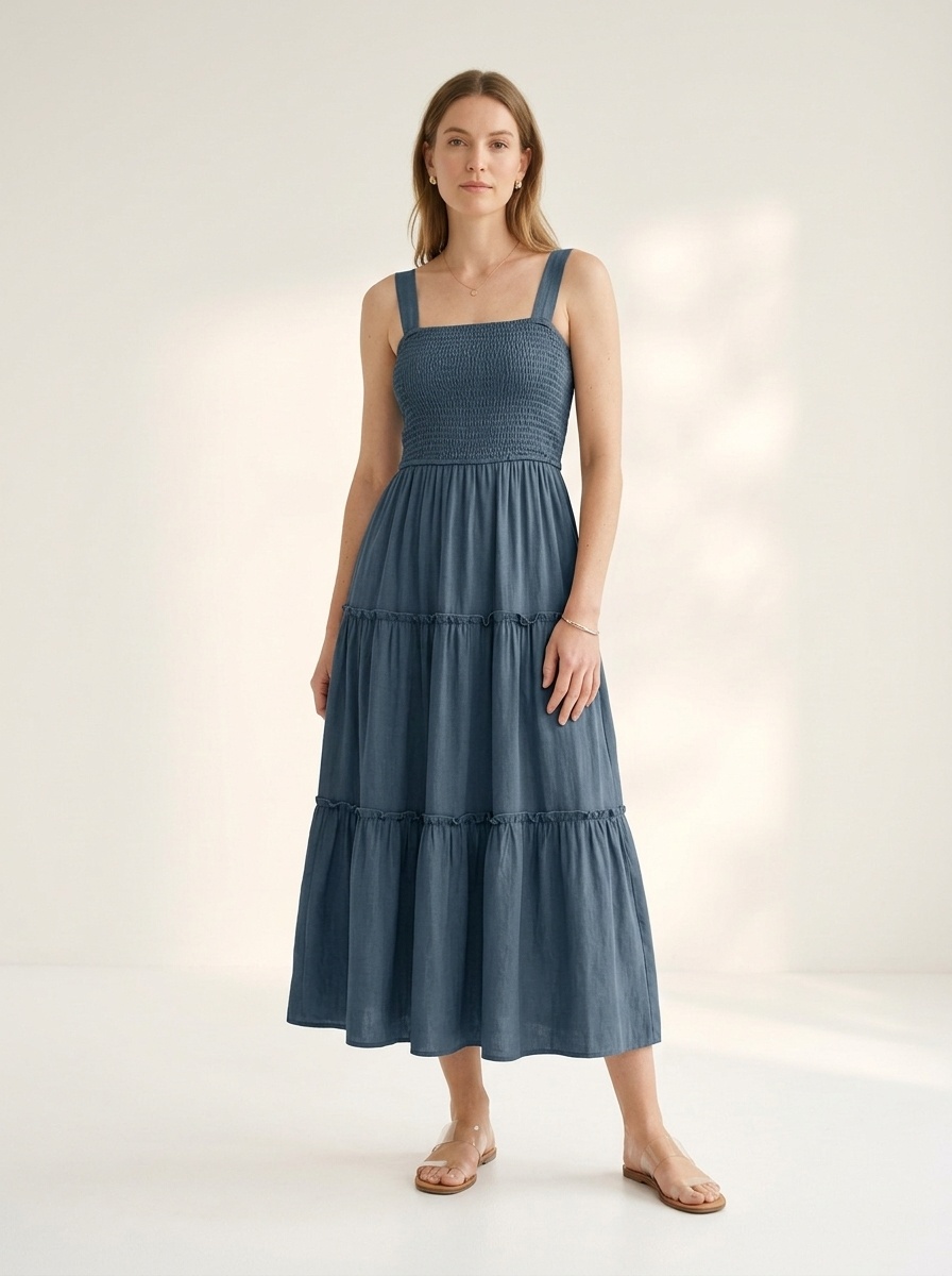 Tiered Smocked Midi Sundress