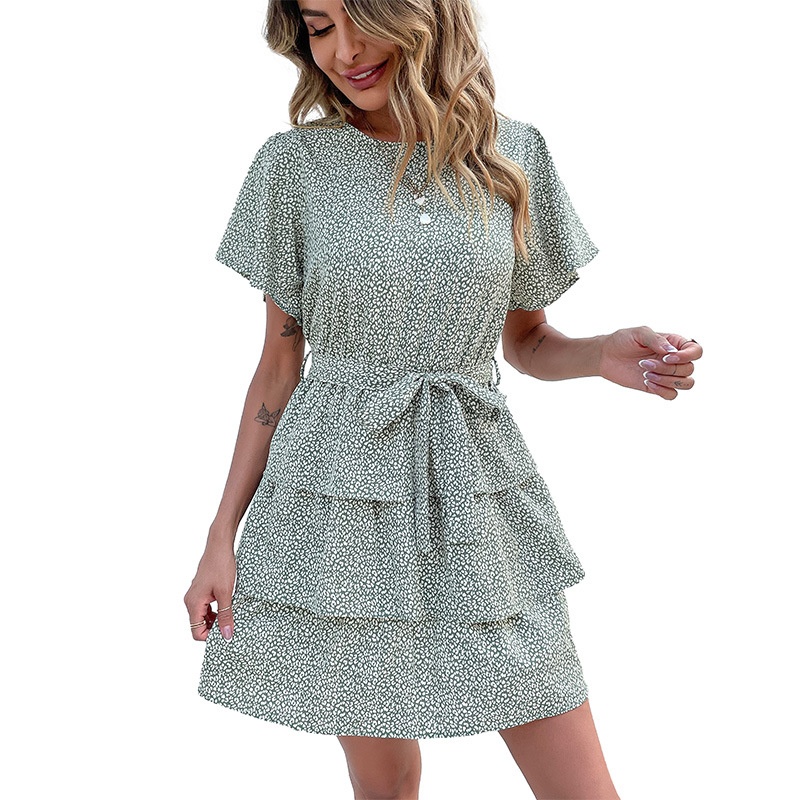 Women's Floral Print Tiered Ruffle Mini Dress