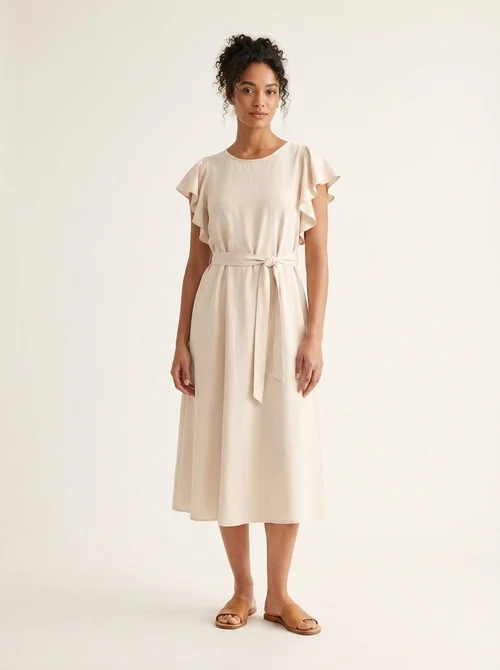 beige casual dress with sleeves Holipick Long Sleeve Maxi Dress Women Beige Cream Smocked Square Neck Puff Sleeve Modest Flowy Tiered Casual Dresses at Amazon Women's Clothing store