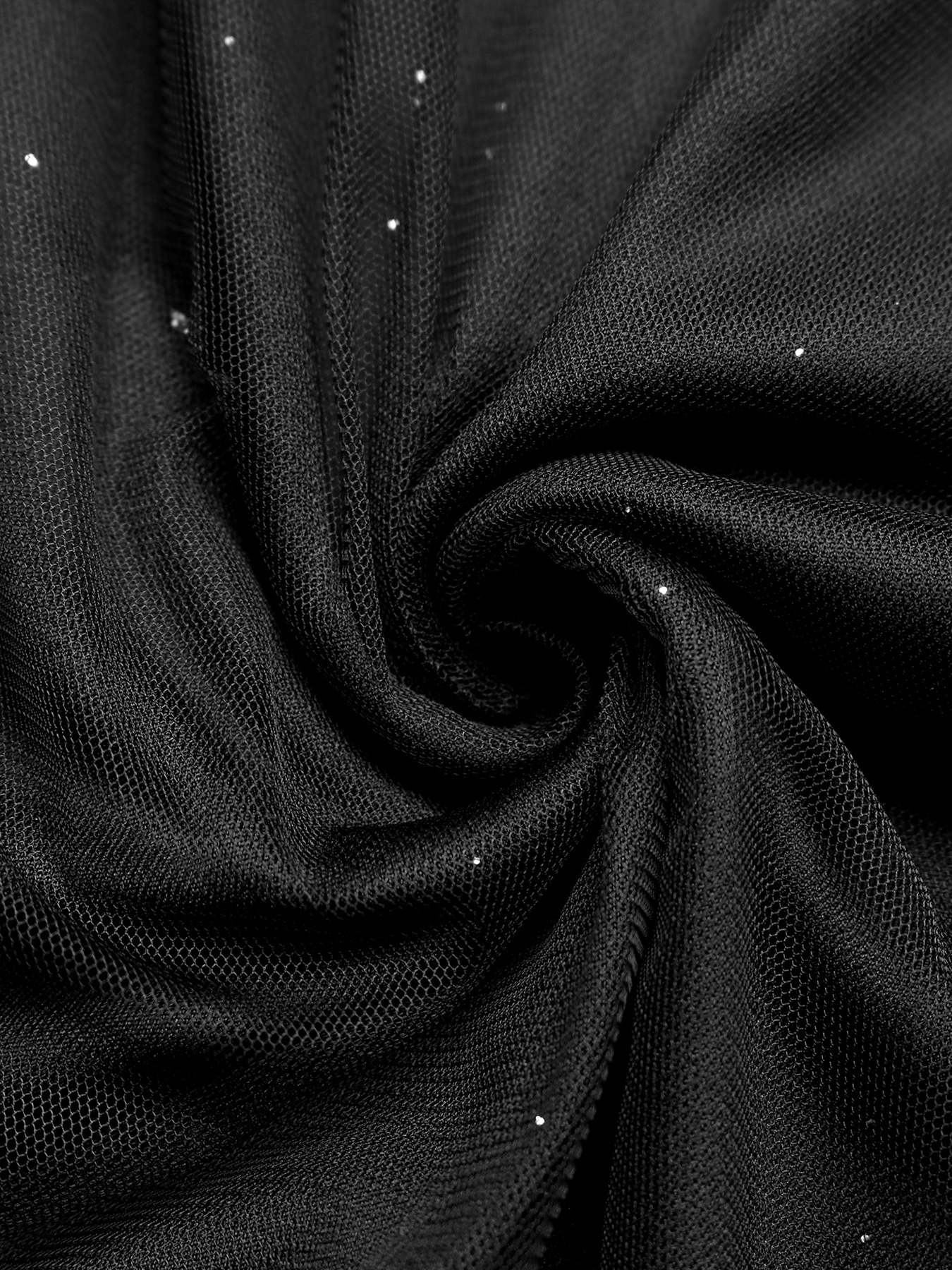 Robe midi en tulle noir pailleté avec ceinture à nouer