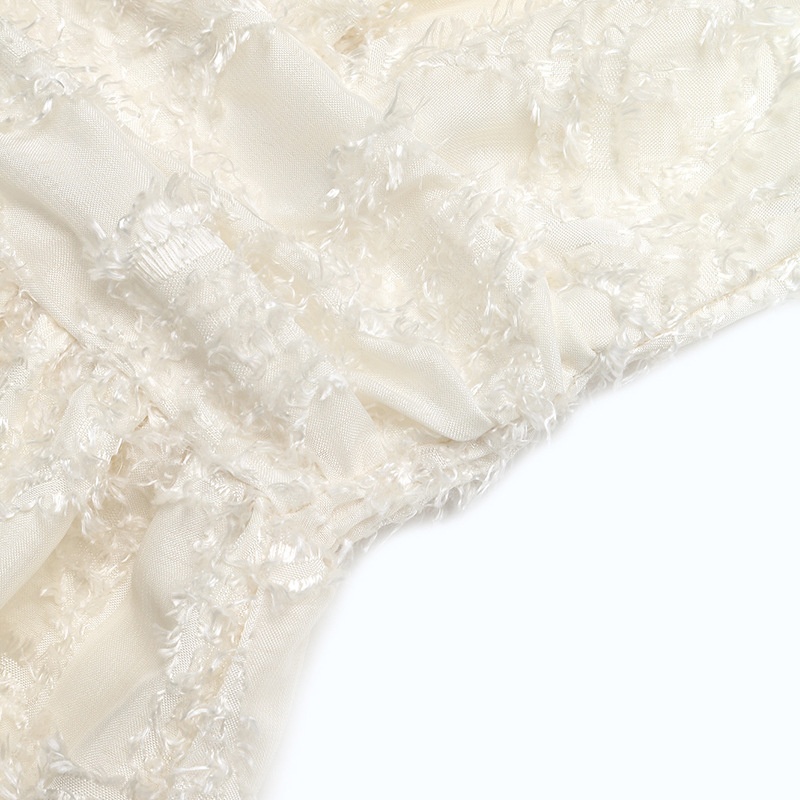 Robe courte texturée à col en V et manches courtes