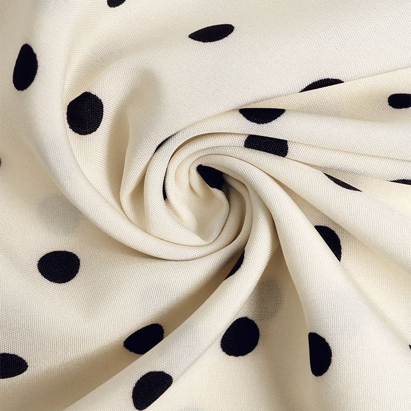 Polka Dot Tie Neck Long Sleeve Midi Dress