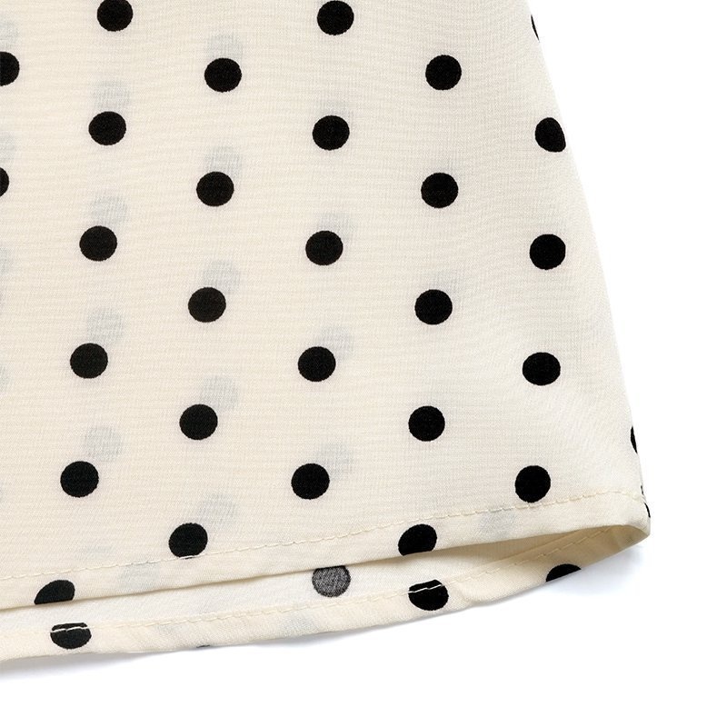 Polka Dot Tie Neck Long Sleeve Midi Dress