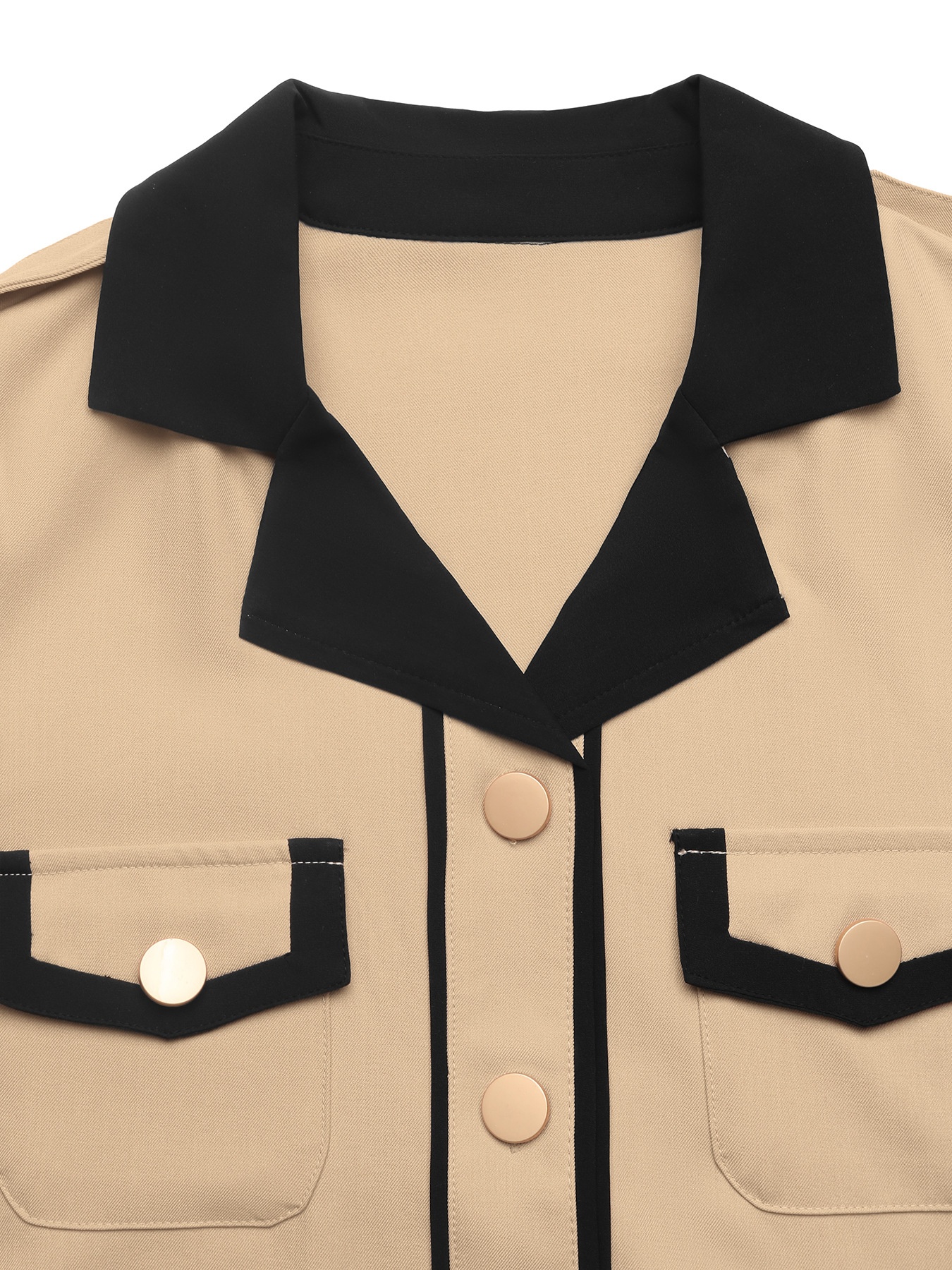 Contrast Collar Button-Down Belted Trench Dress