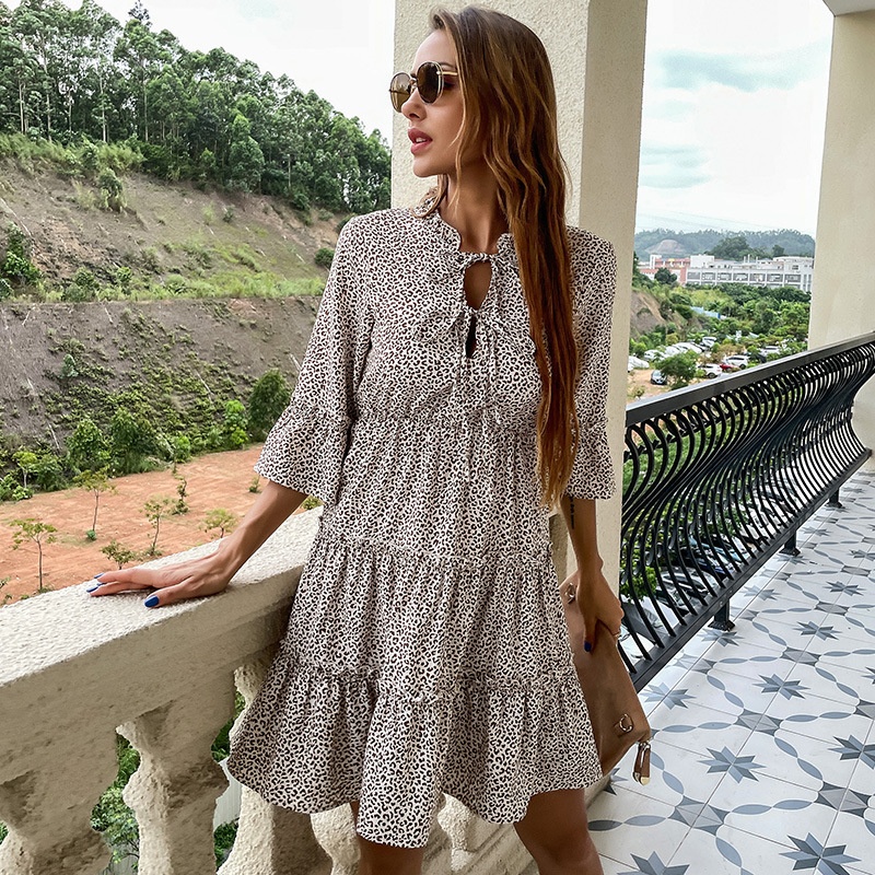 Leopard Print Ruffle Tiered Mini Dress
