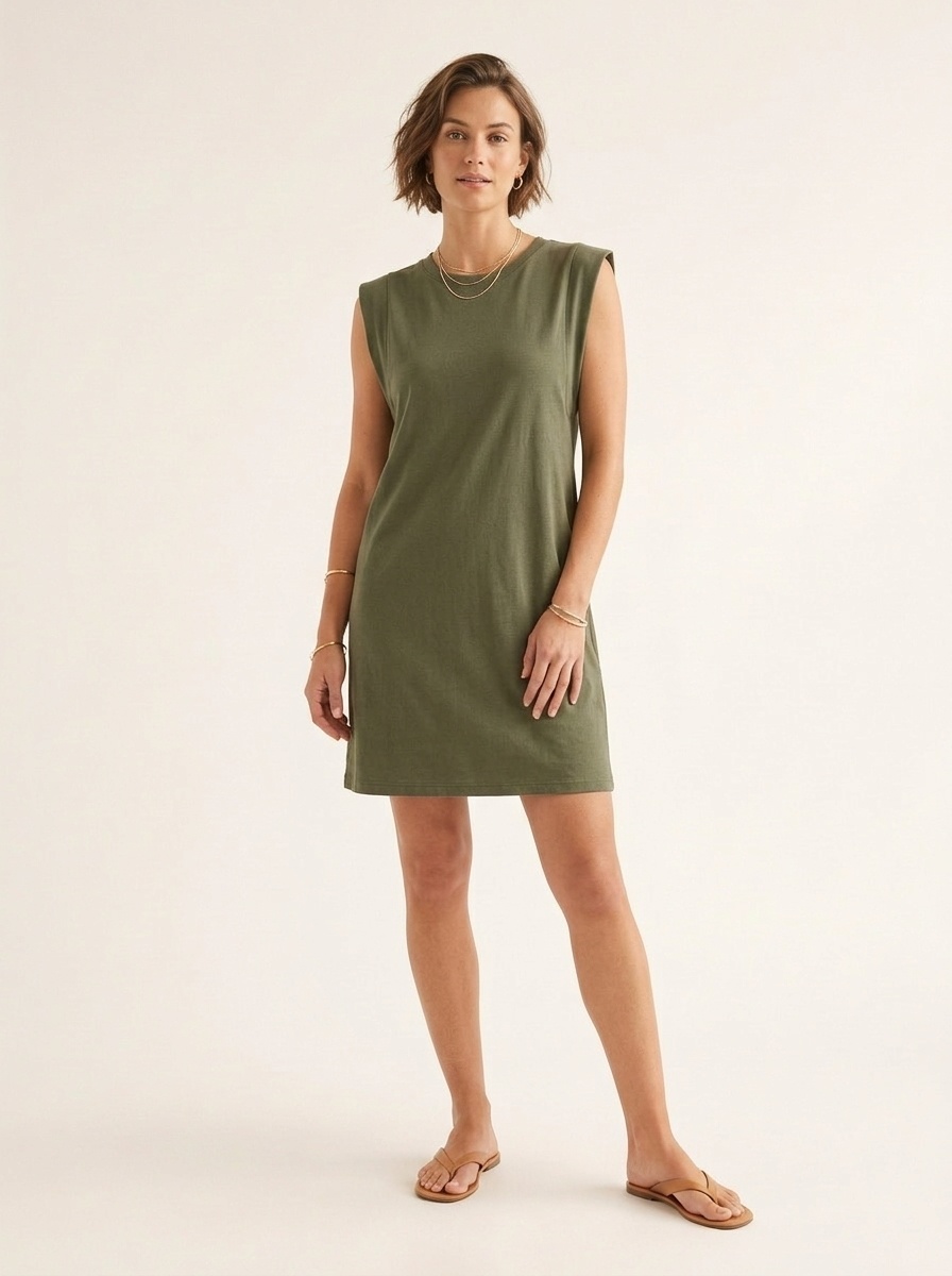Women's Casual Sleeveless Crew Neck T-Shirt Dress