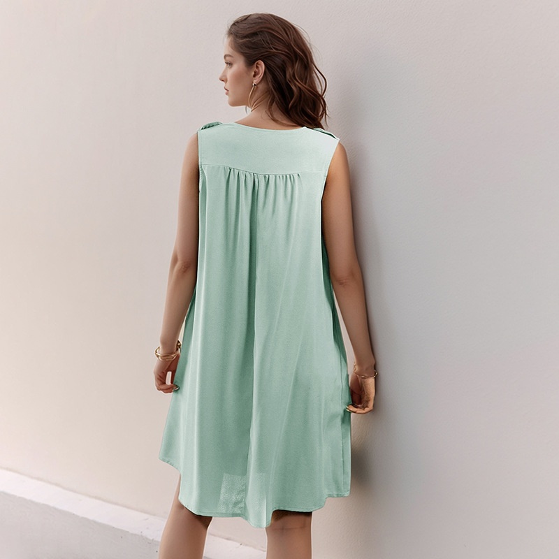 Robe mini babydoll sans manches vert menthe pour l'été