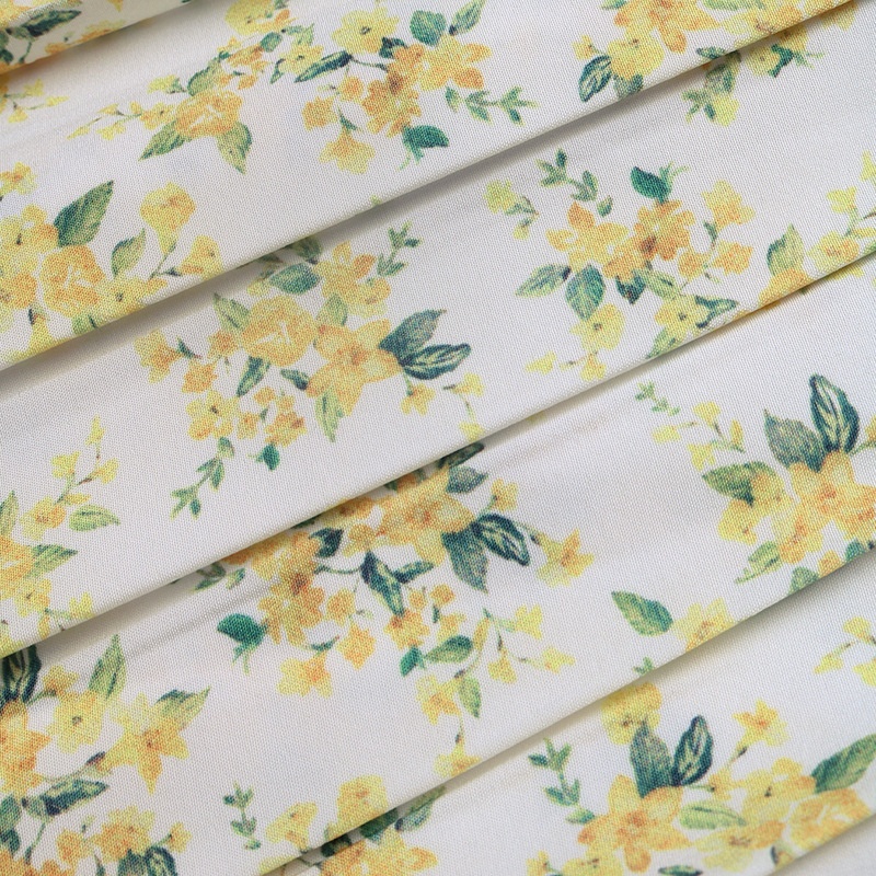 Robe courte à manches bouffantes et nœud sur le devant, à imprimé floral - Jaune et blanc