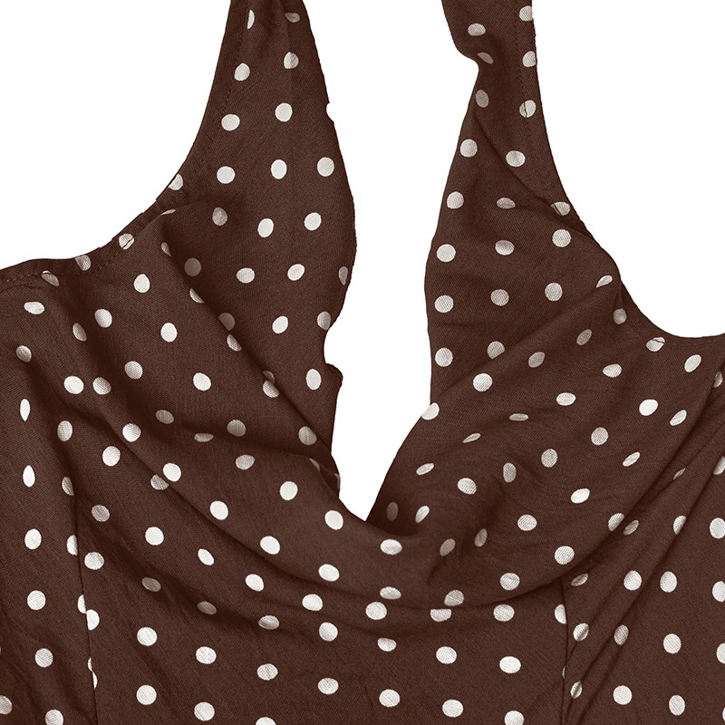 Robe courte dos nu à pois et col bénitier
